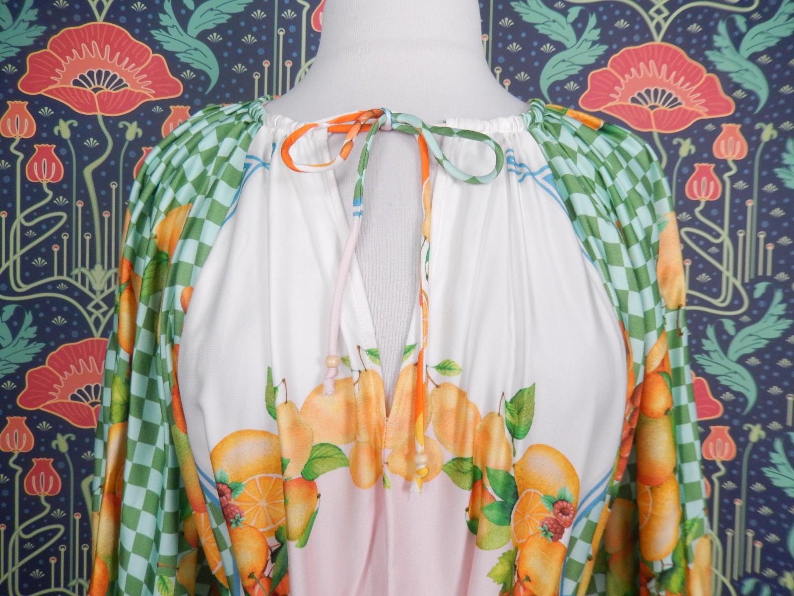 Antonio Melani Raffaella Fruit Print Resort Long Sleeve A-Line Mini Dress Nwt L