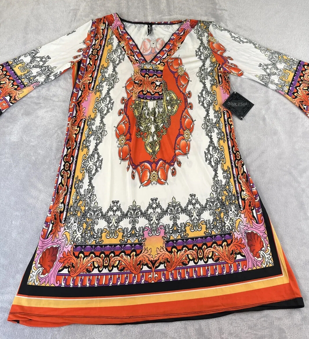 White Mark womens 3/4 sleeve vneck dress size Large