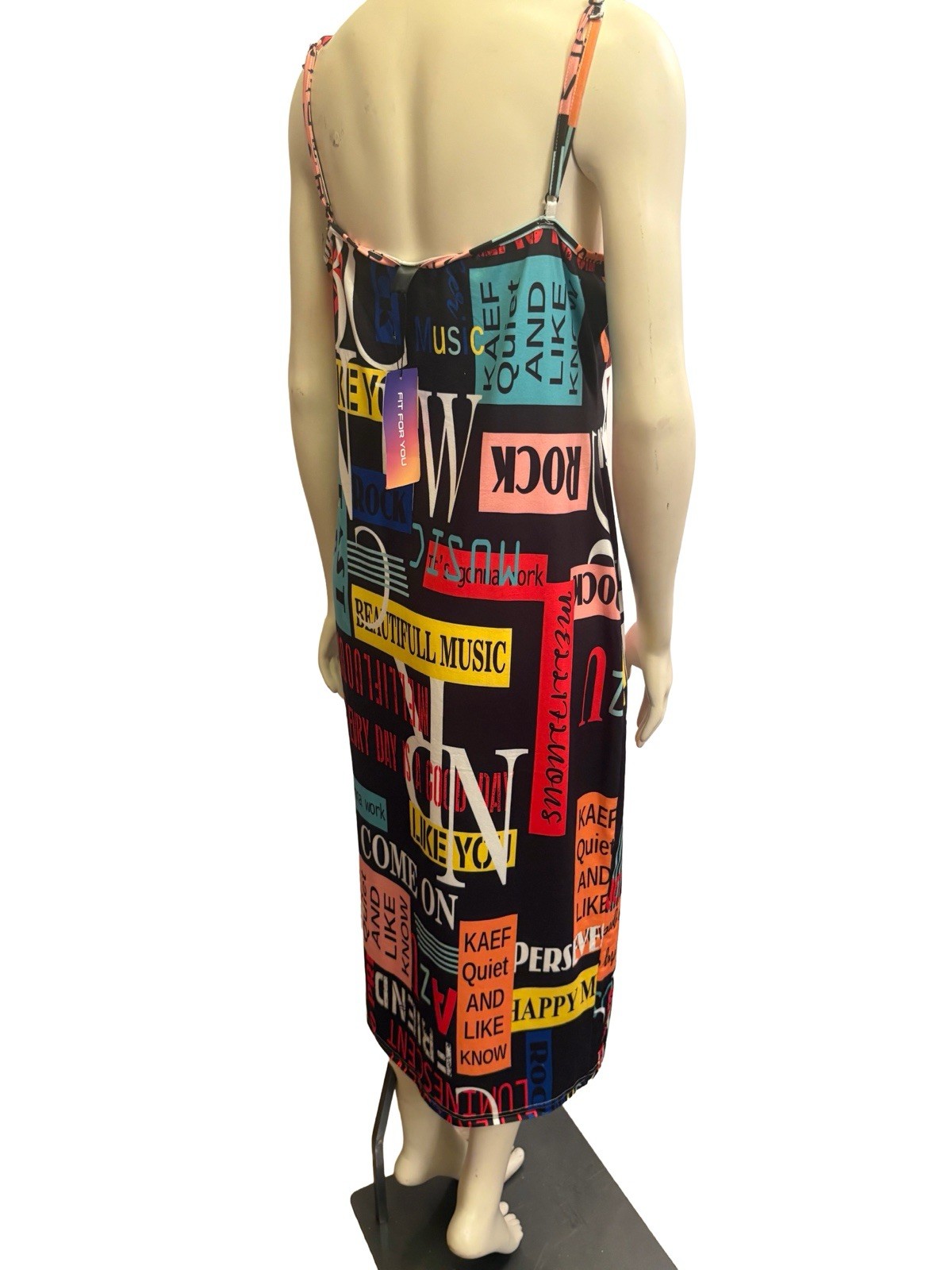 SHEIN Women’s Multicolor Graphic Print Strappy Bodycon Midi Dress Scoop Neck S