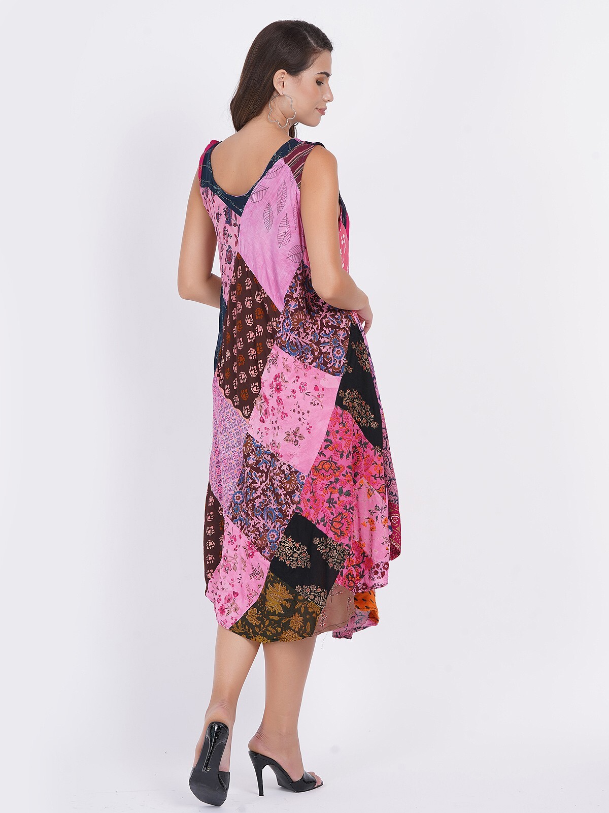 Women Casual Printed Multi Patchwork Short Umbrella Dress Wholesale Mix lot 03pc