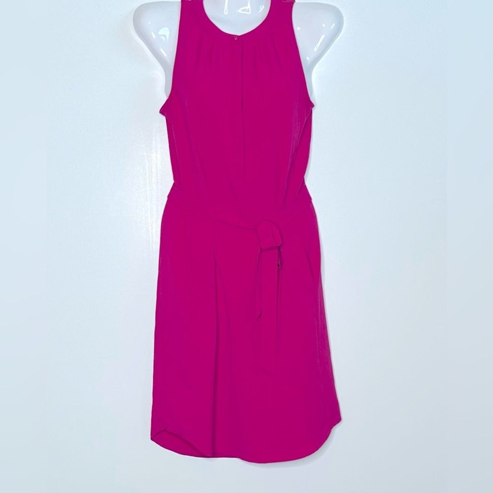 Banana Republic Hot Pink Sleeveless Shirt Dress Belted Side Pockets Sz 0