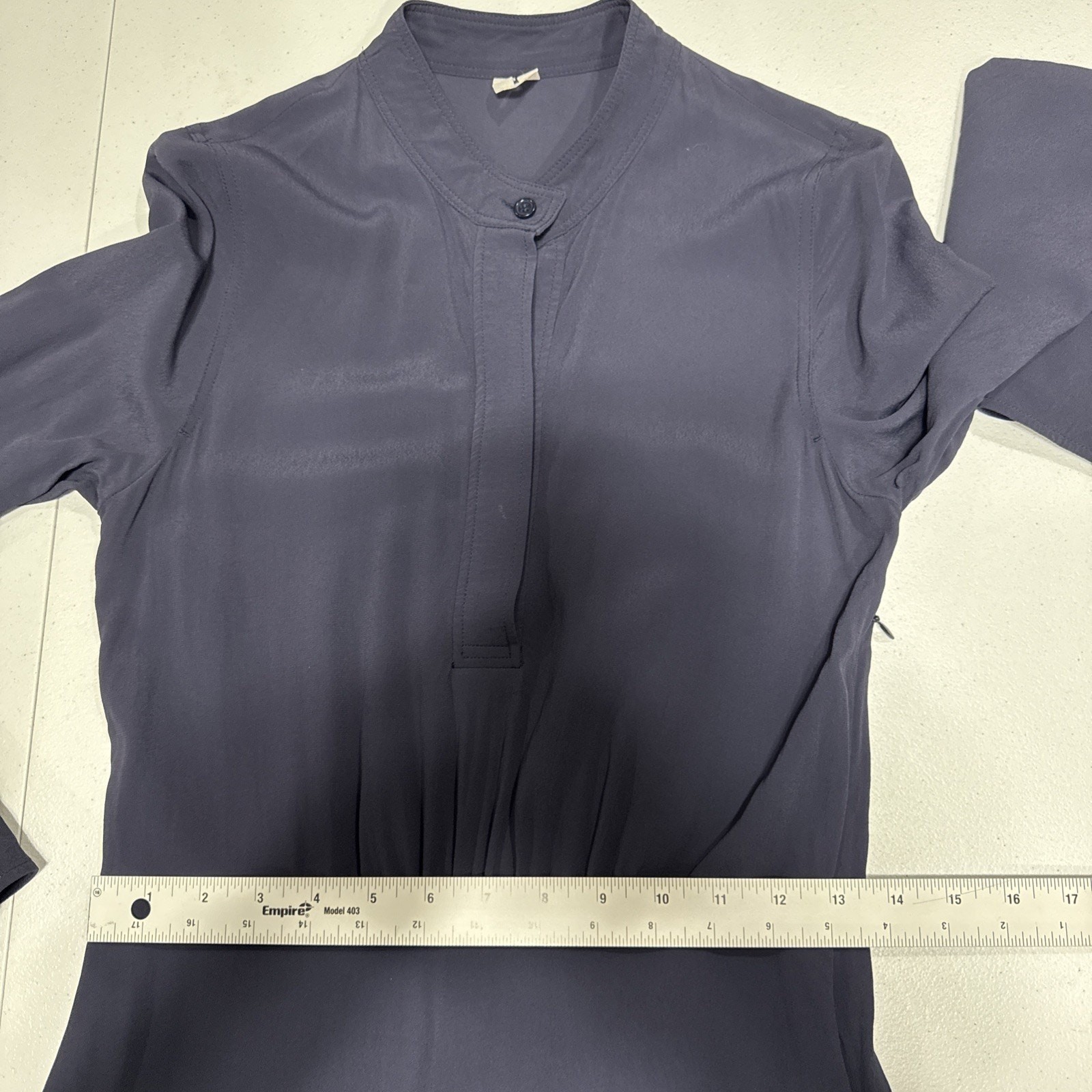 Arket Womens Modest Maxi Dress EU 34, US 4 Long Sleeves A-Line Band Collar Blue