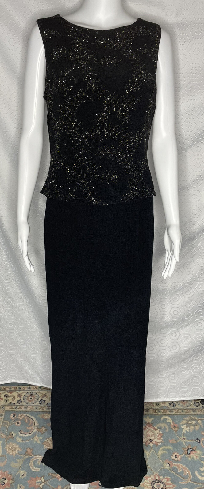 Scott McClintock Vintage Millennium 2000 Black Glitter Evening Gown Size 12 Y2K