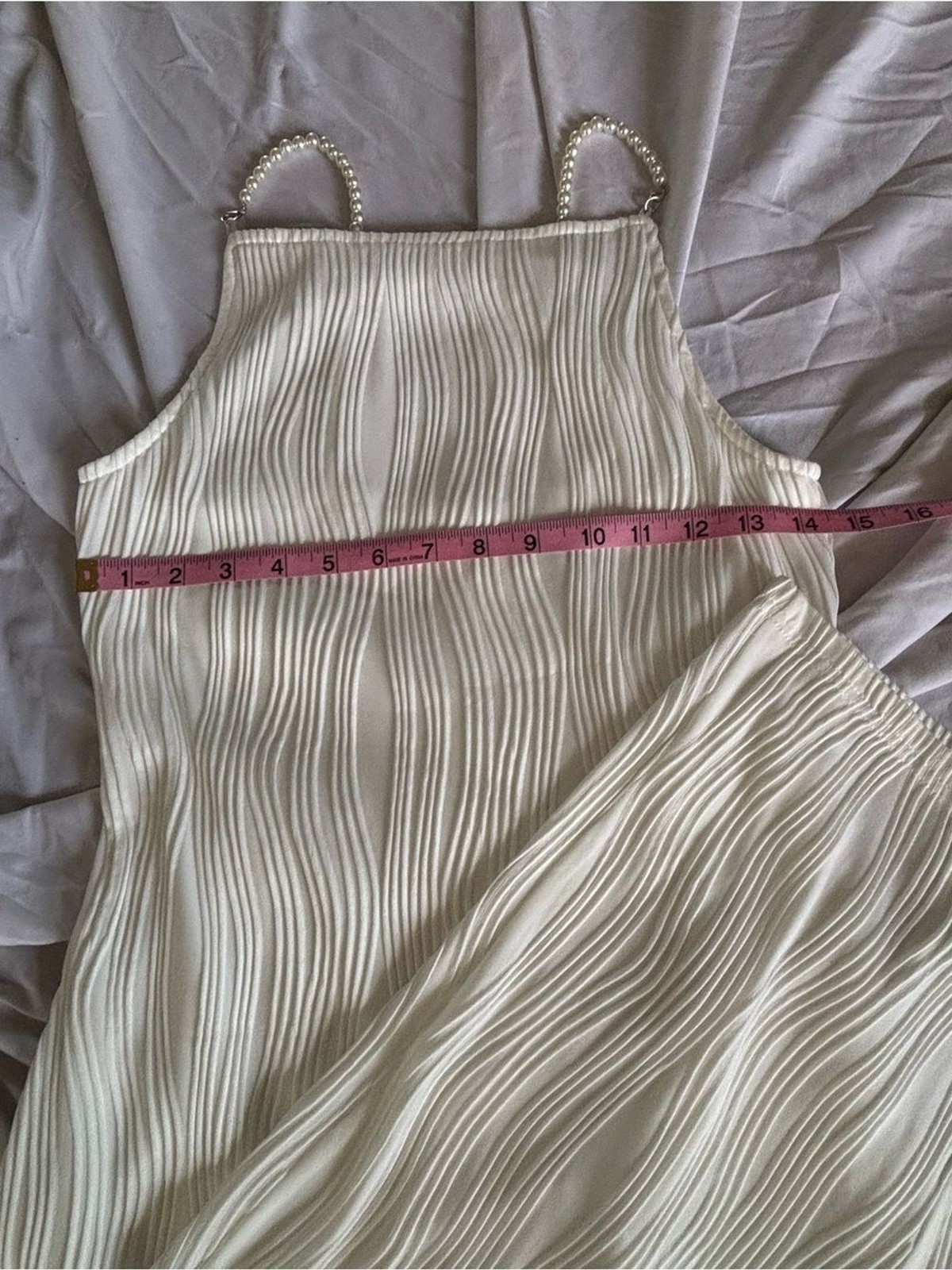 RIHOAS Ivory Wave-Textured Midi Dress