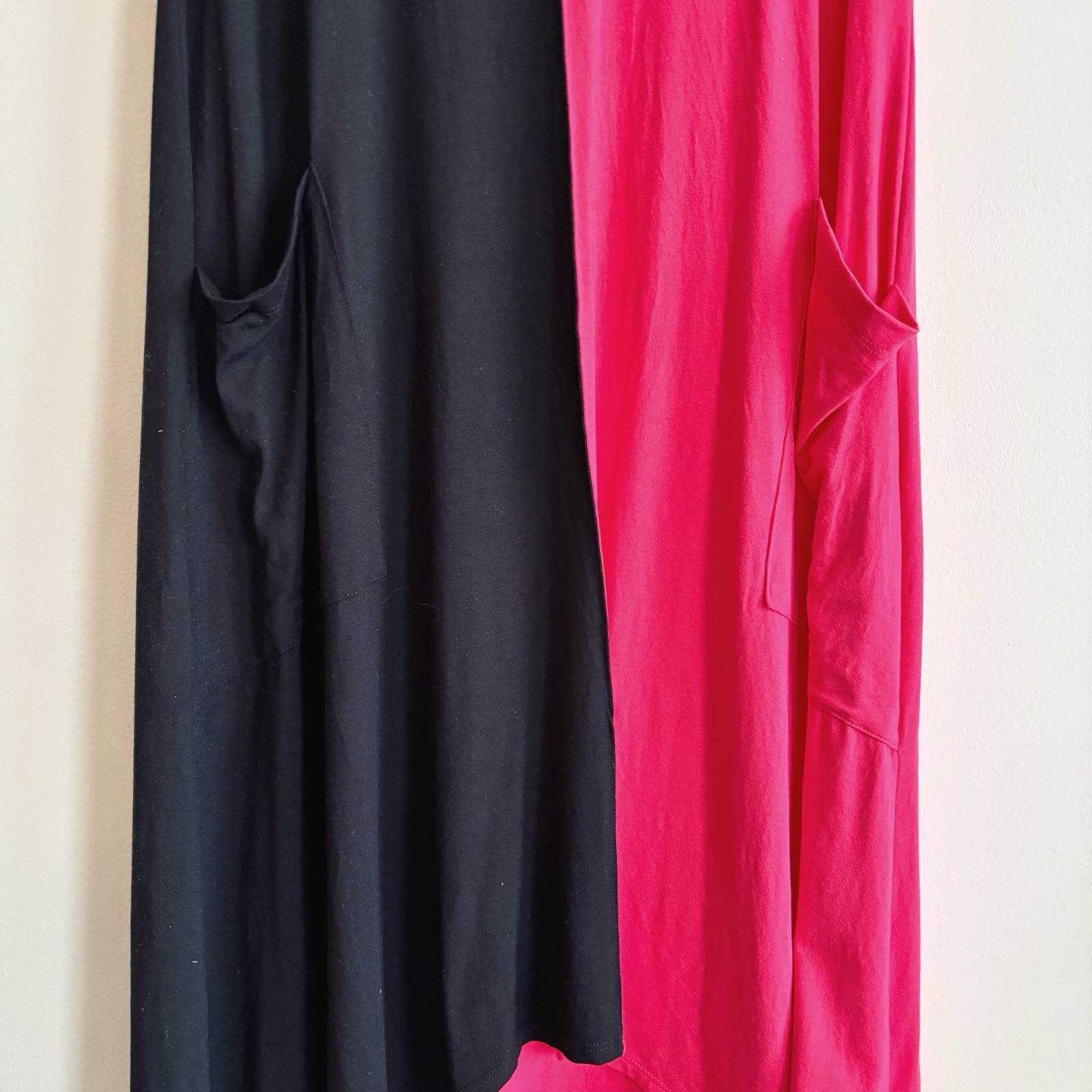 Lisa Bayne Colorblock Asymmetrical Sleeveless Midi Dress Large Summer Lagenlook