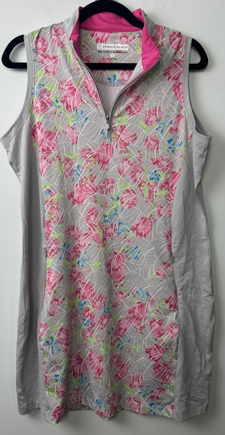 Pebble Beach Dress Women L Floral Sleeveless Dry-Luxe Performance Golf Tennis A5