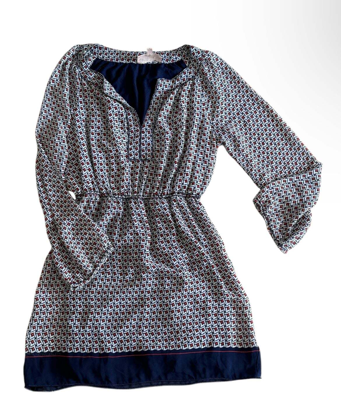 Geometric Patterned Long Sleeve Dress