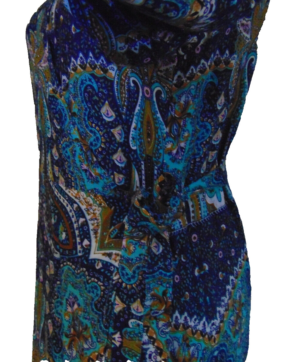 ADELE B. WOMENS COTTON PAISLEY LONG WRAP DRESS MULTI COLOR RUFFLED BOTTOM ~ S