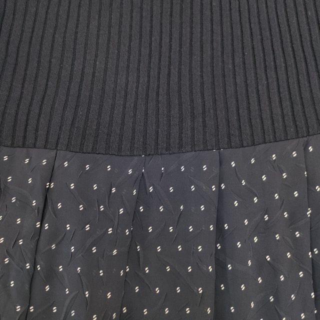 Brahmin Mixed-material pattern rib knit short sleeve top dress Navy 6-0701S∞