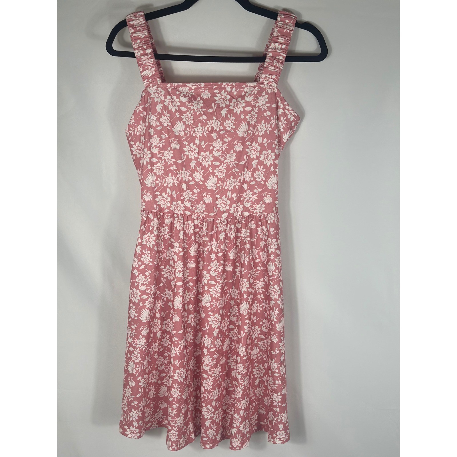 Pink White Floral Smocked Square Neck Mini Dress -HUHOT— Women’s Size M