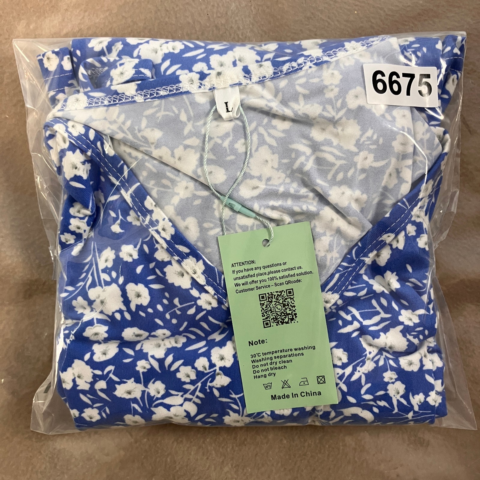 Auselily Sleeveless V-Neck Swing Tank Dress Women’s Size L Blue Ditsy Floral NWT