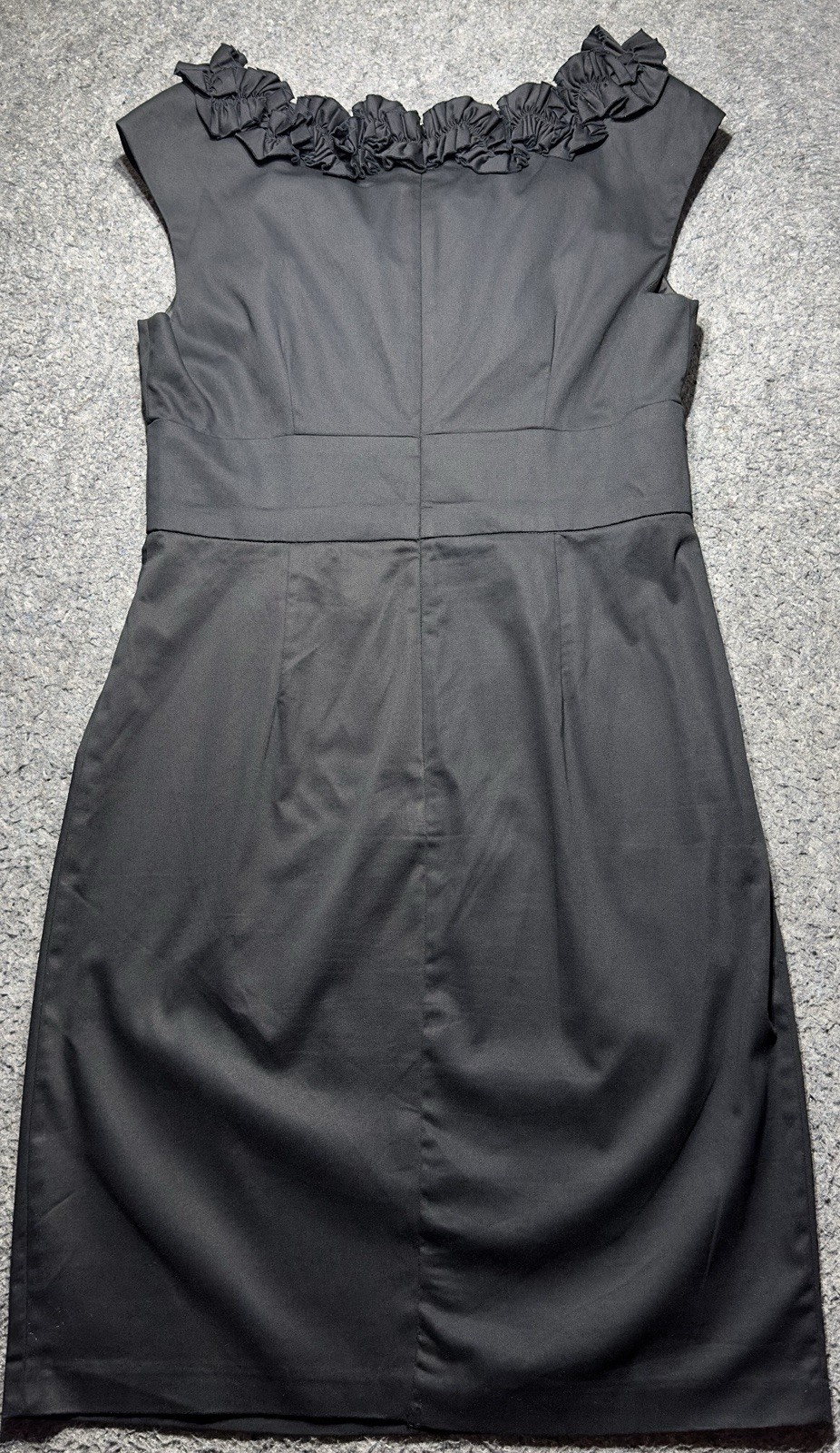 New Directions Women Sz 12 Black Casual Ruffle Neck Sleeveless Dress Lined