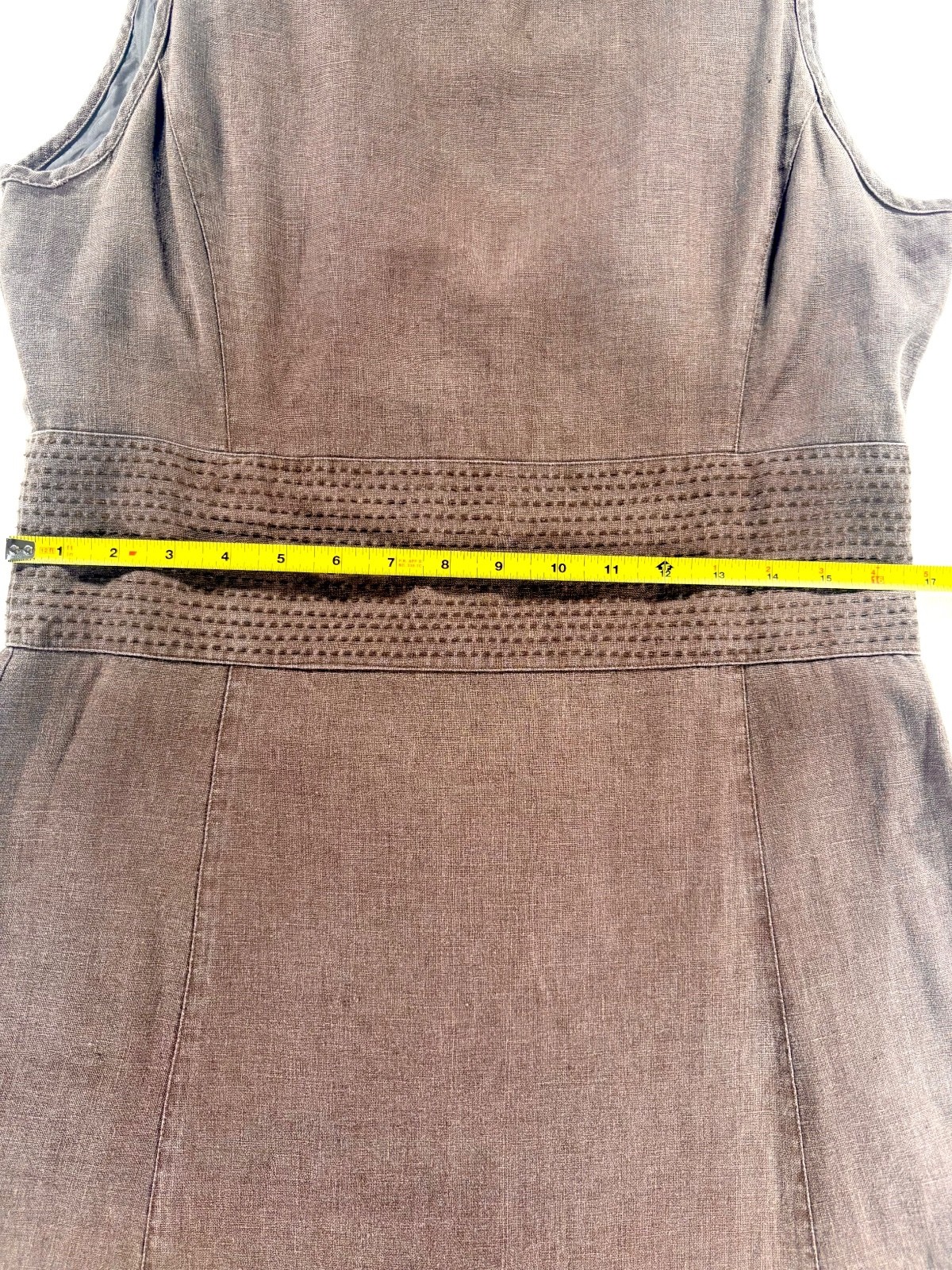 Dutch Items Shanghai Brown Linen Sleeveless Fit Flare Dress Size 40