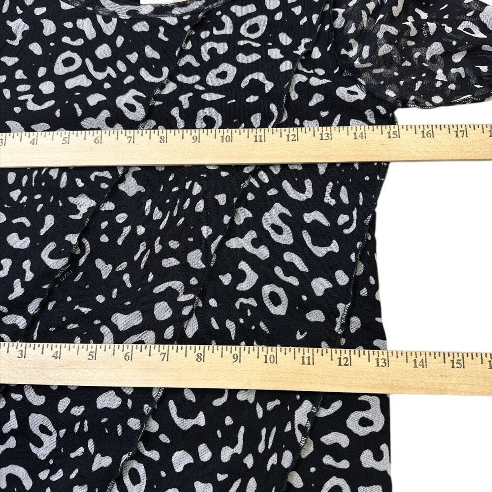 Fuzzi Animal Print Swing Dress Short Sleeve Mesh Stretch Knit Italy Women’s sz S