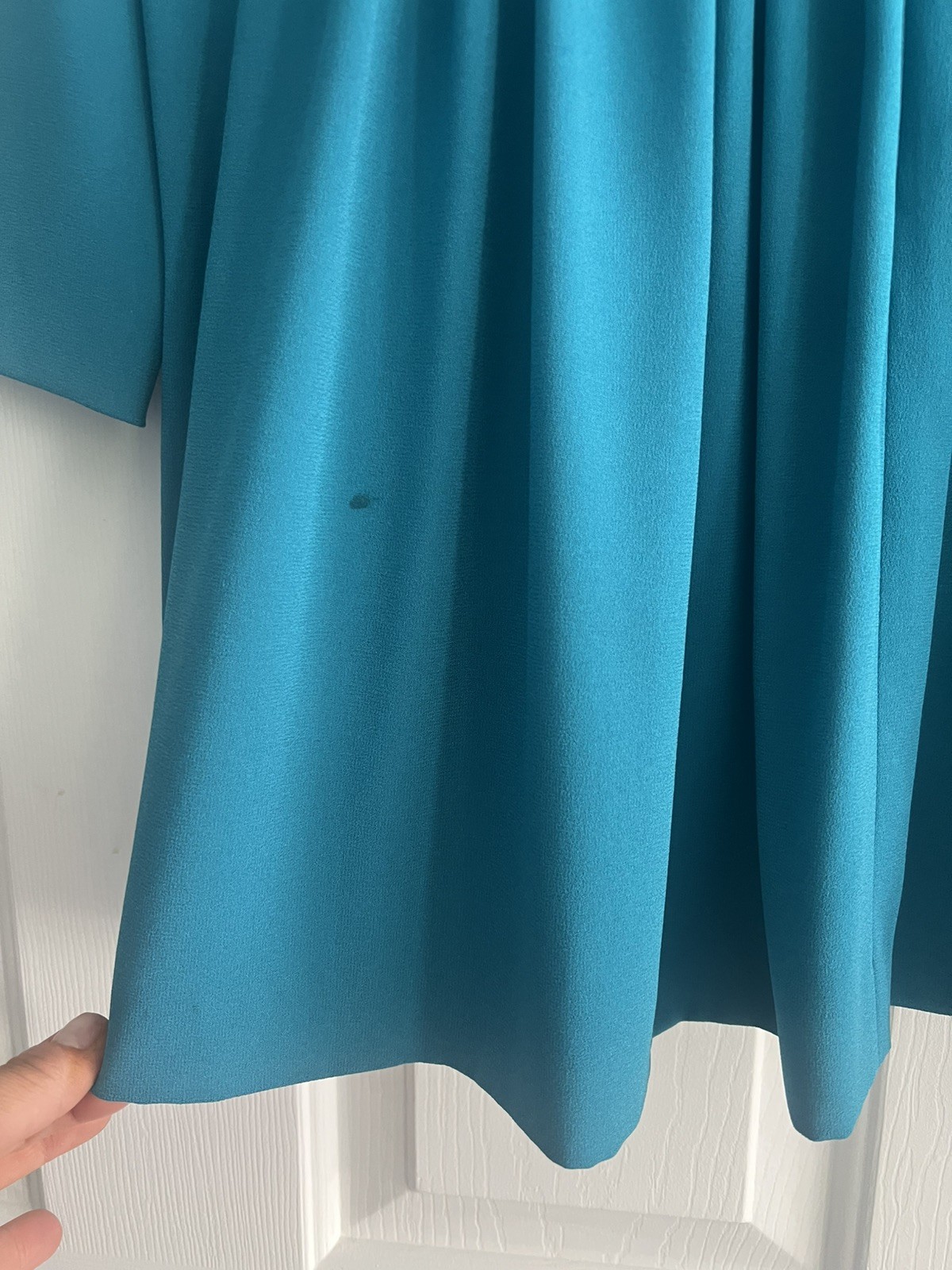 ESCADA Black Label Nissis Sheath Mini Dress Pleated Back Blue 3/4 Sleeve 36