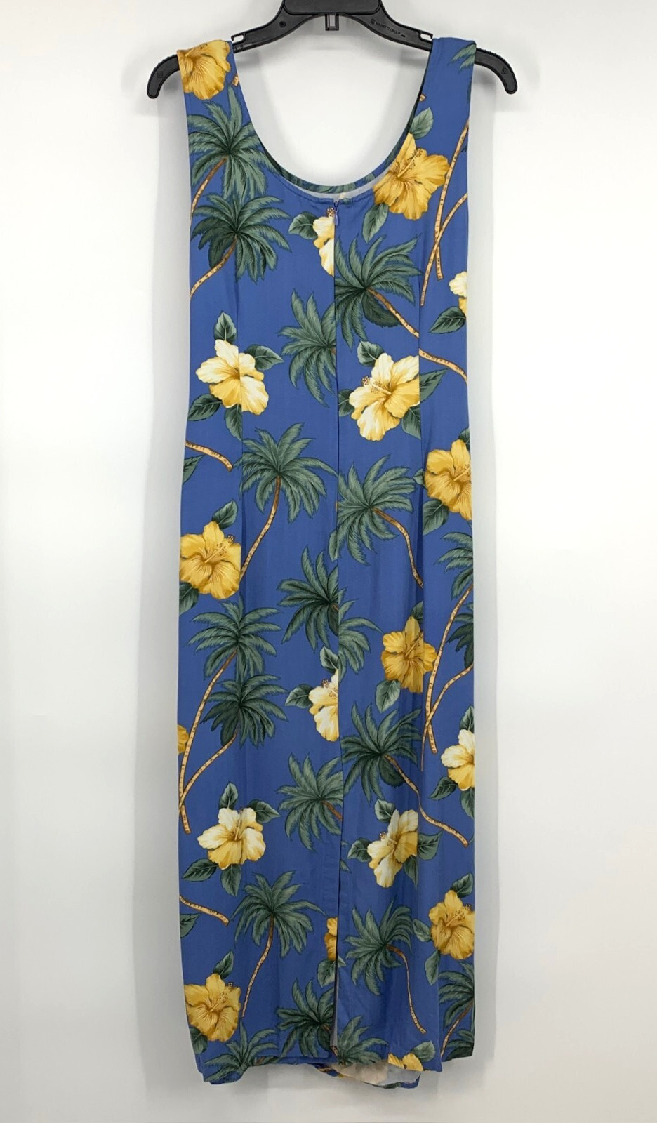 Caribbean Joe Dress Womens Size Large Blue Floral Midi Tie Waist Wrap Sleeveless