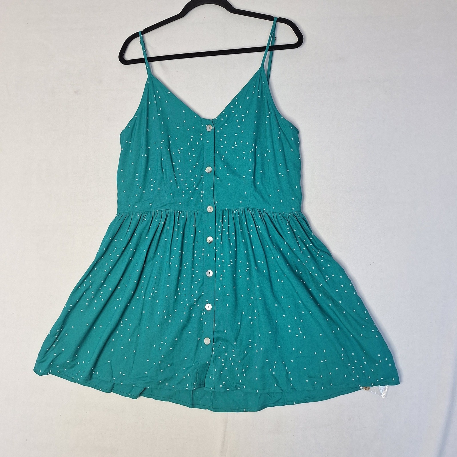 O’Neill Mini Sundress Sz XL Teal Polka Dot Swim Suit Cover Up Surfer Girl Beach
