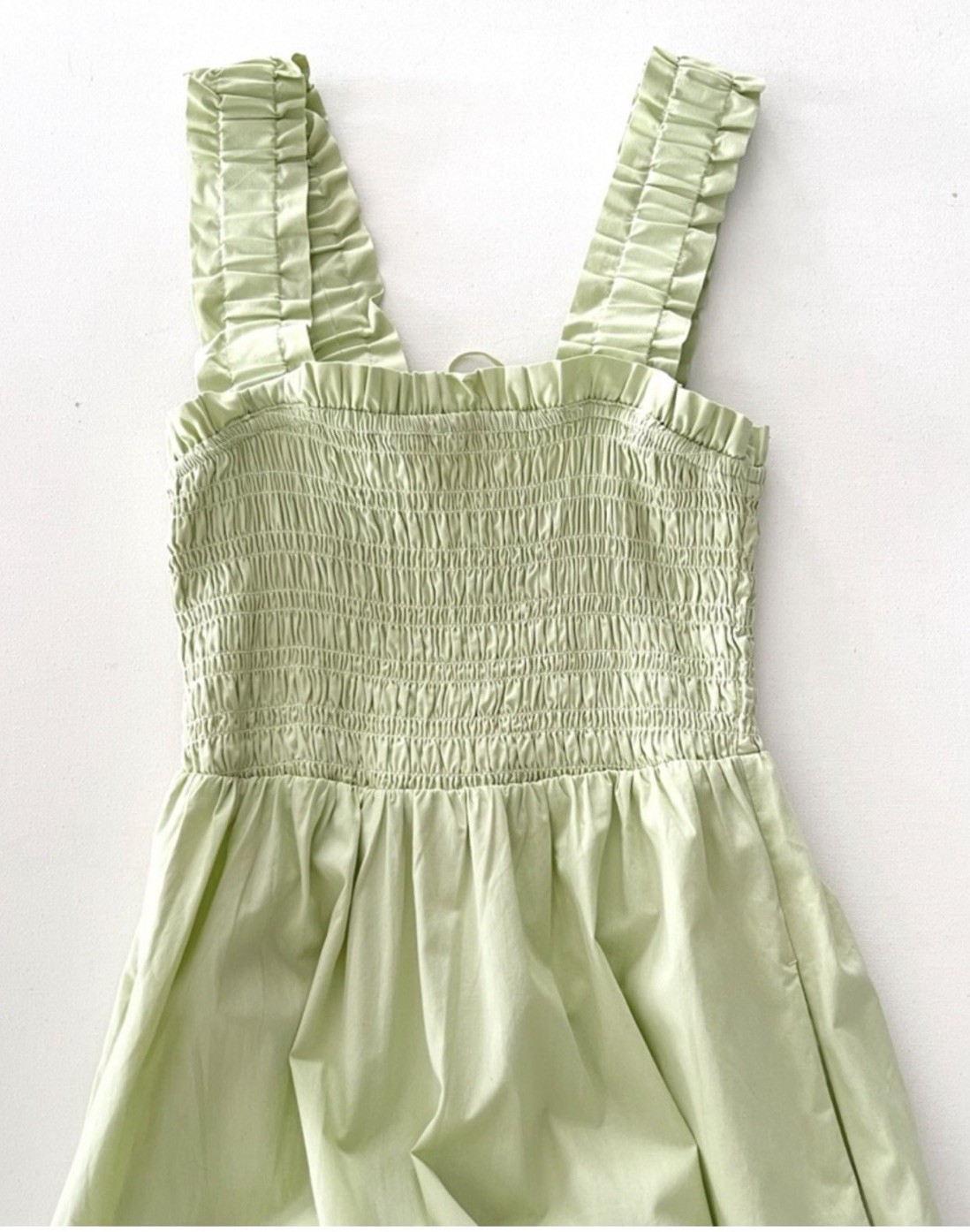 Abercrombie & Fitch Smocked Bodice Easy Maxi Dress Tiered Boho Light Green NWT S