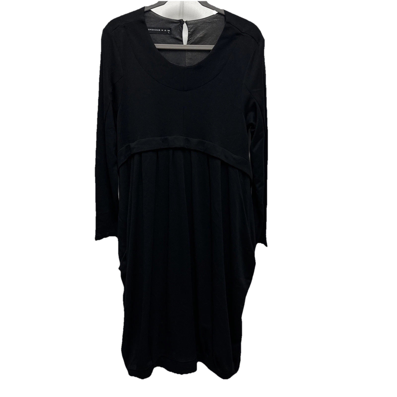 Gershon Bram Dress Womens Large Black Long Sleeeve Oversiized Bubble Hem Pockets