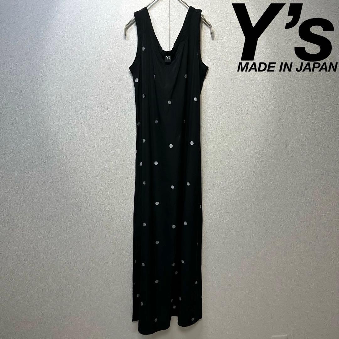 USED RARE YOHJI YAMAMOTO X Y’S SLEEVELESS DRESS WITH HIGH-QUALITY ALL-OVER POL