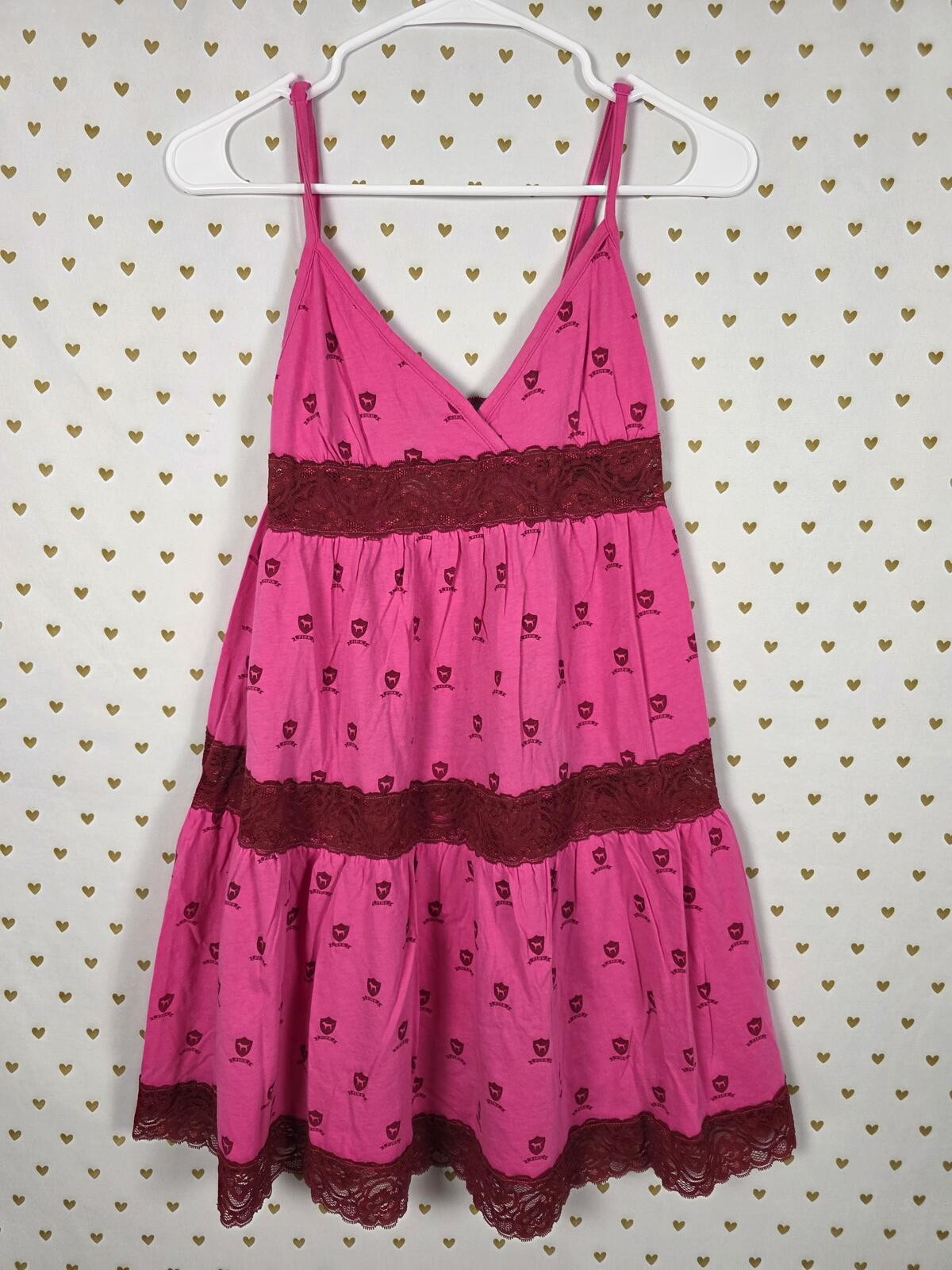 University of PINK Victoria’s Secret Pink Lace Logo Sundress Vintage Y2k Med