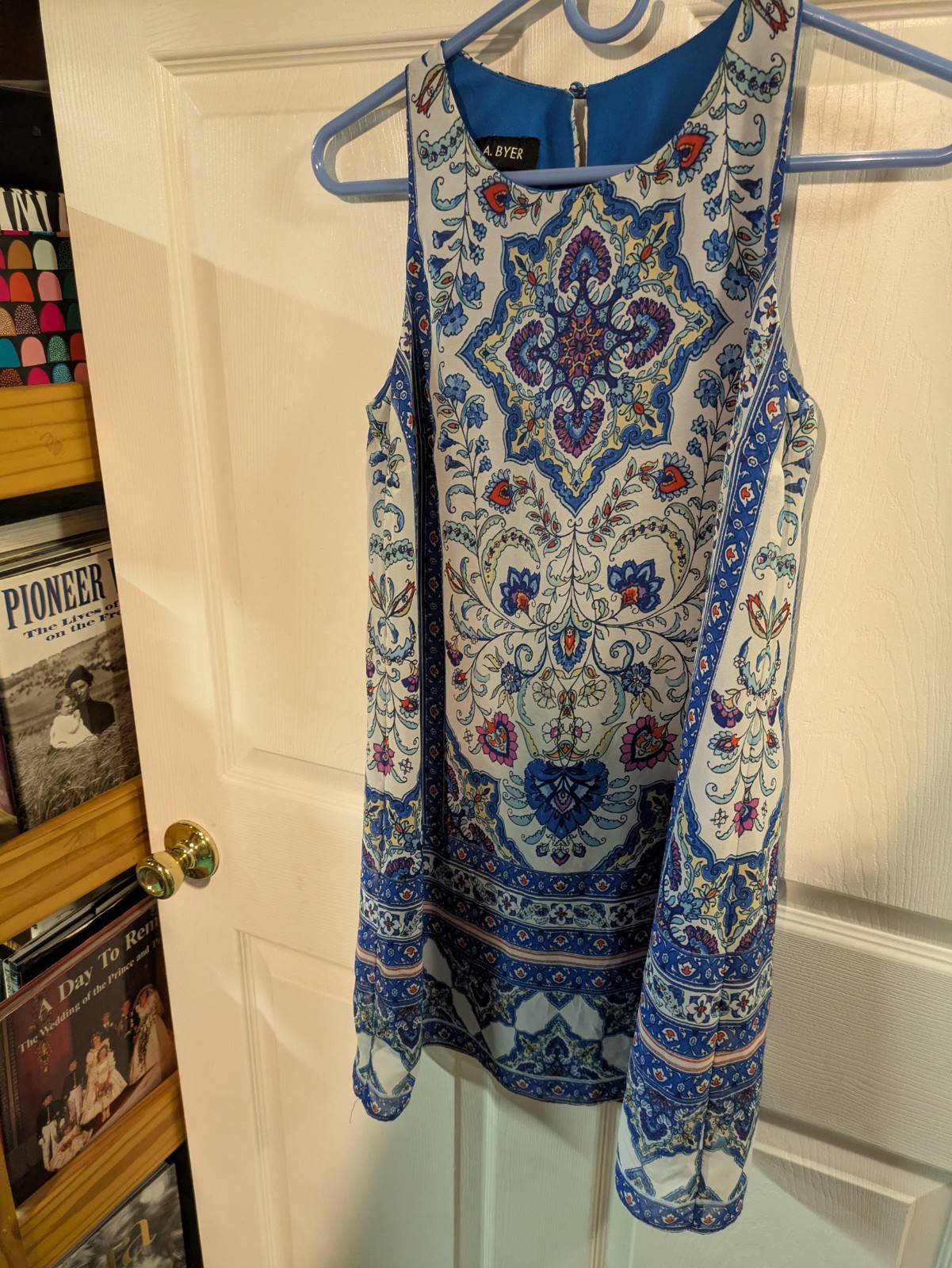A. Byer Women’s Sleeveless Floral Dress Size 6 – Blue, White, Purple, Yellow