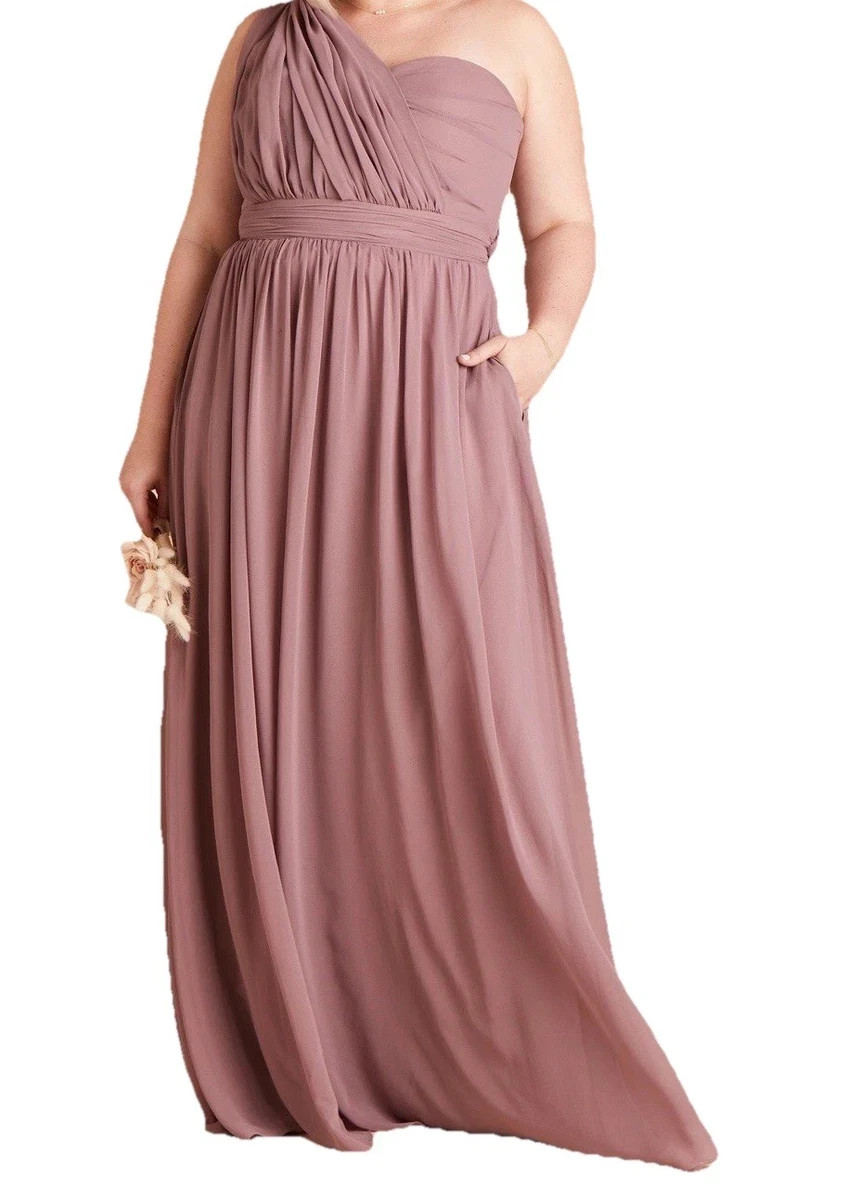 (FREE TIE) Birdy Grey Dress Women’s 1X Curve ‘Grace’ Convertible NWT Dark Mauve