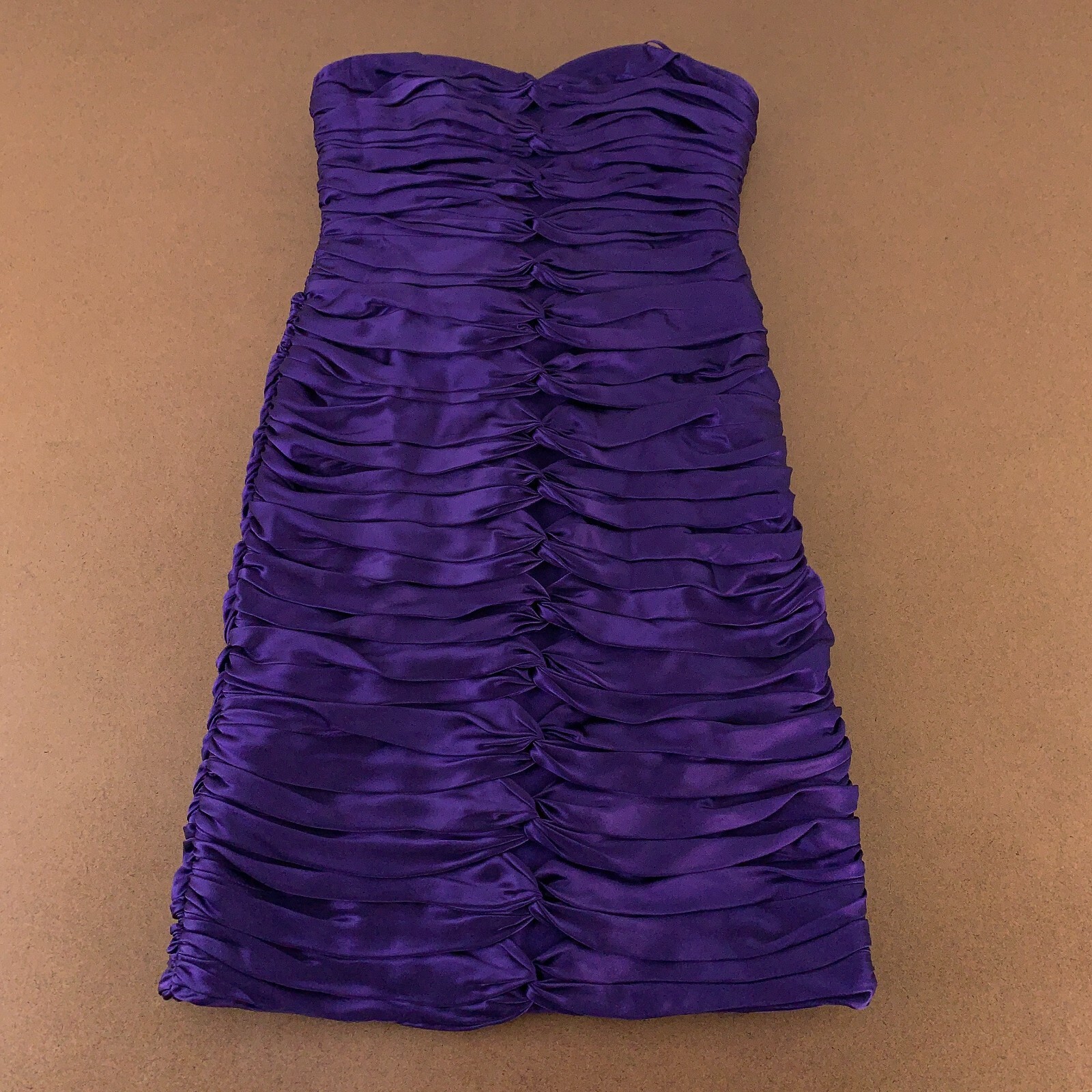Carmen marc Valvo Women’s Size 6 Purple 100% Silk Twisted Detail Strapless Dress