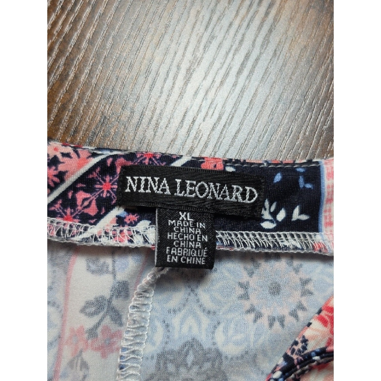 NINA LEONARD | Patchwork Bandana Handkerchief Hem Stretchy Tie Neck Dress | XL