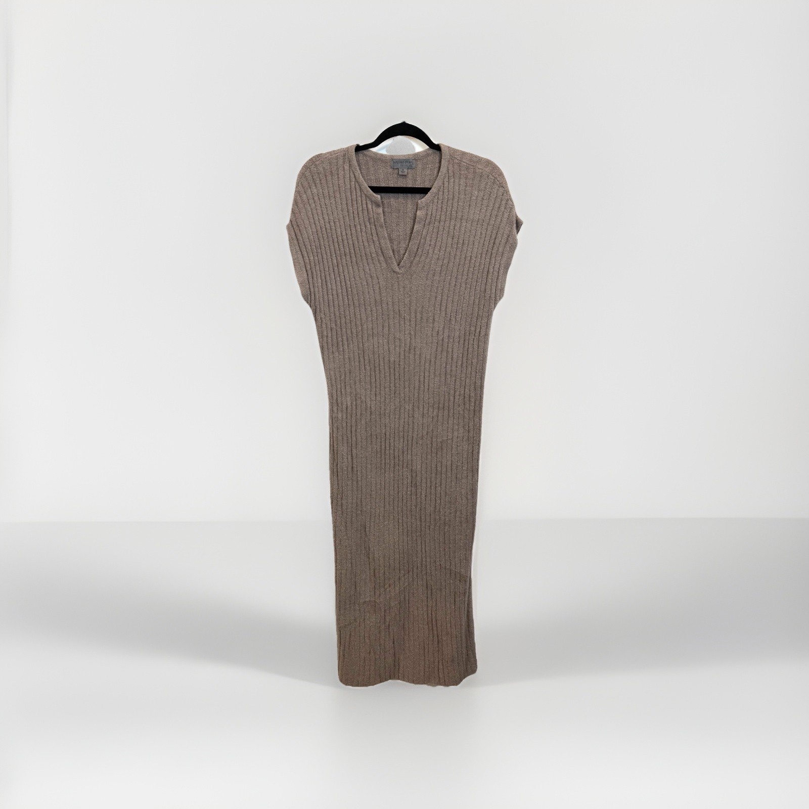 Barefoot Dreams Cozychic Lite Women’s Medium Brown Ribbed Dress Brown Midi