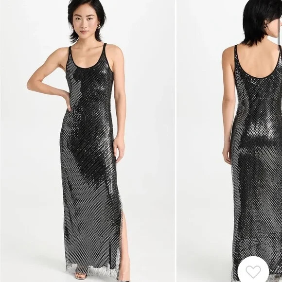 Rag & Bone Black Marcie Sequined Netted Gown Size X-SMALL Orig $550