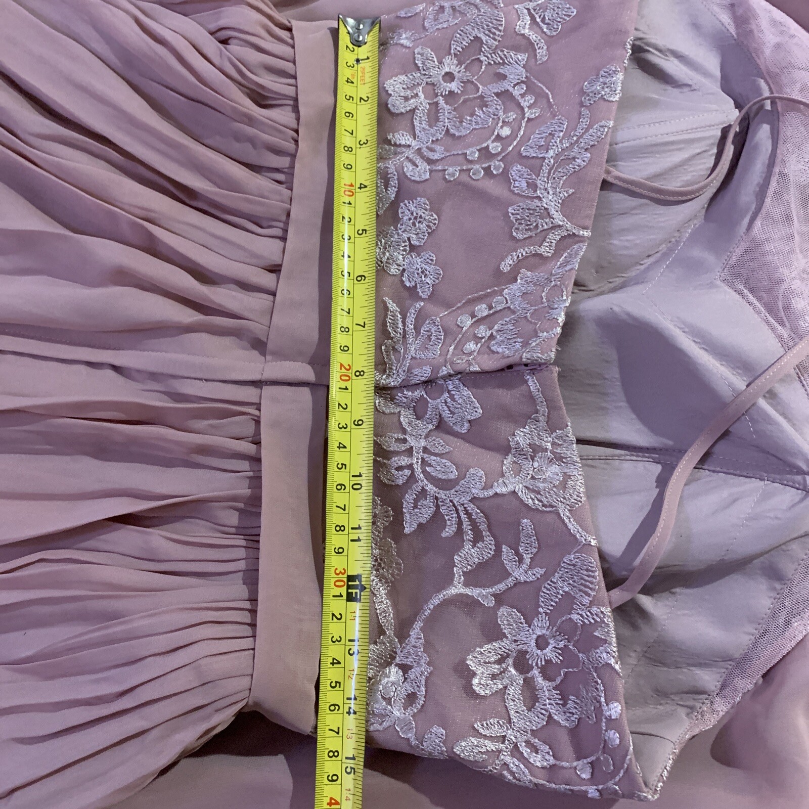 KF Bridal Chiffon Pleated Spaghetti Straps Lace Wedding Maxi Dress 12/xL