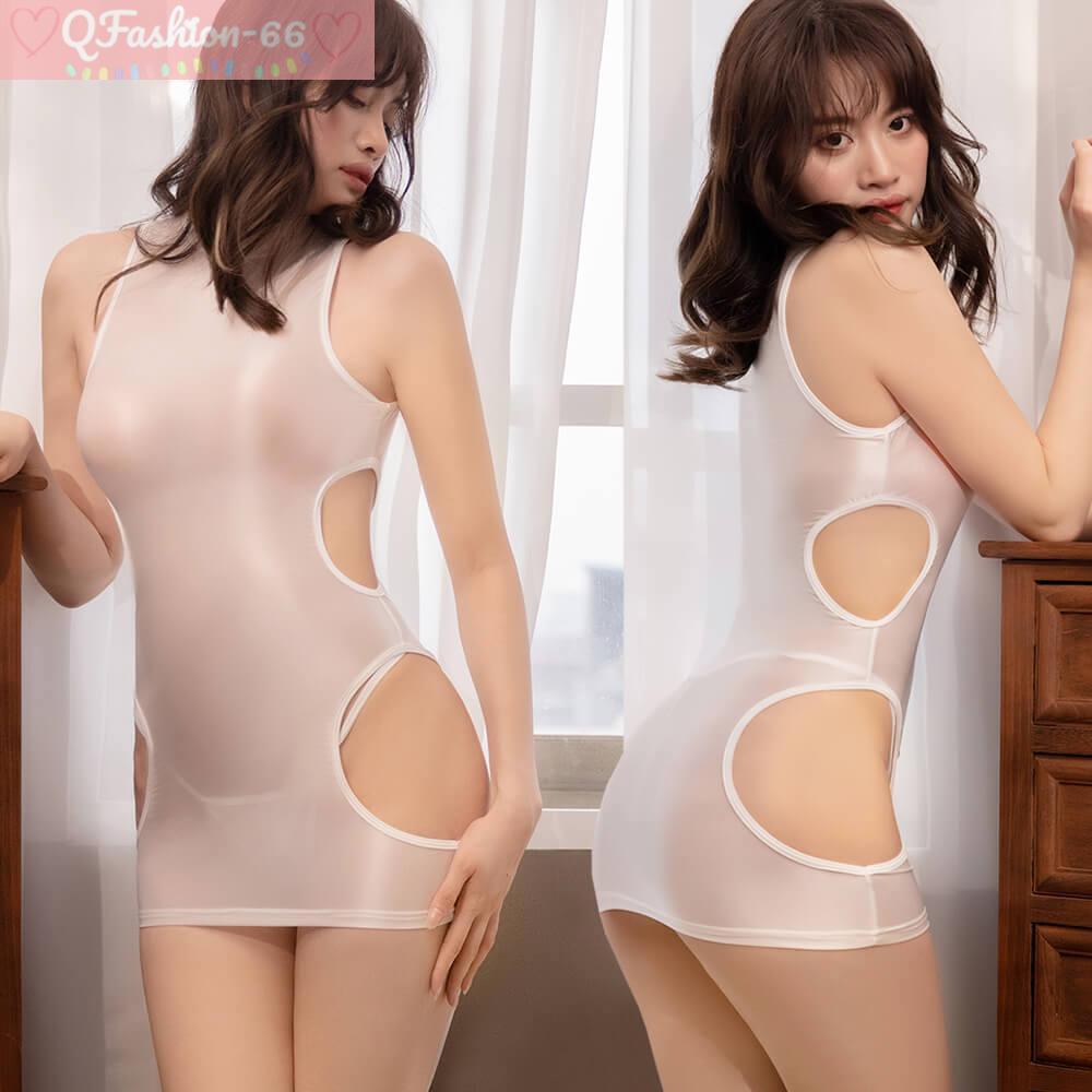 Women’s Sexy Wet Look Hollow Out Bodycon Glossy Cocktail Party Tight Mini Dress