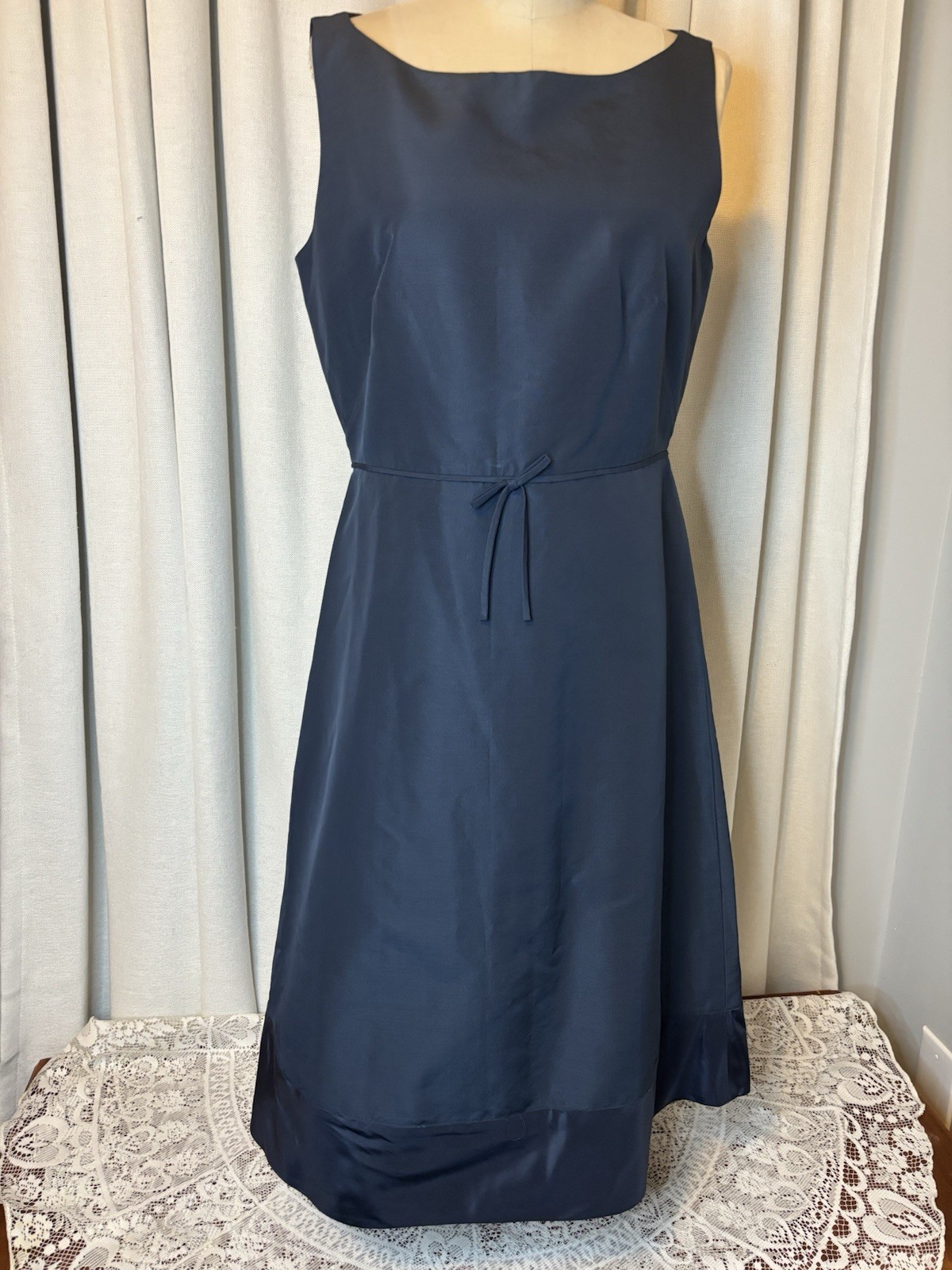 J Crew Silk Wool A Line Sleeveless Dress Navy Blue Womens Size 6 Classy Lined