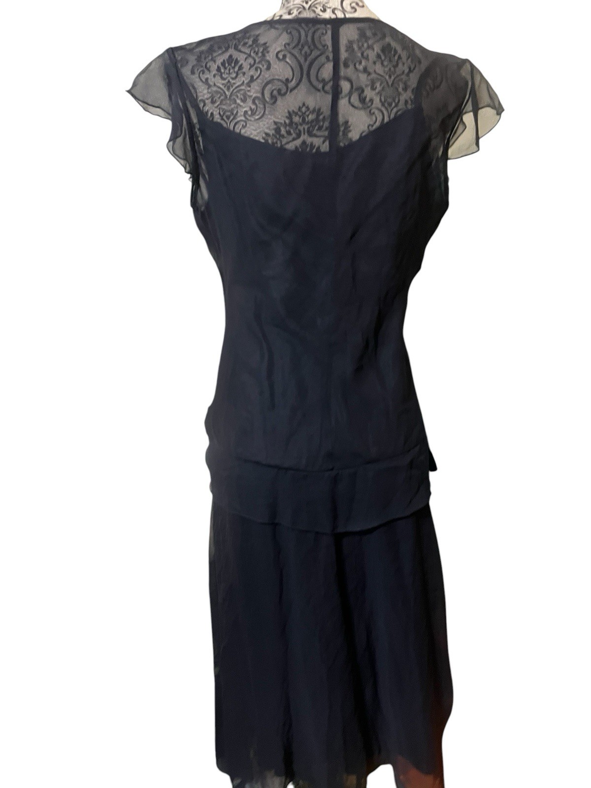 Jonathan Martin Studio Vintage Y2K Silk Navy Asymmetrical Hem Dress Size 12 New