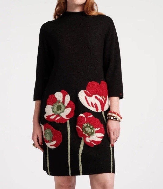 Frances Valentine Annie Embroidered Wool Dress – Paradise Poppy Merino Wool