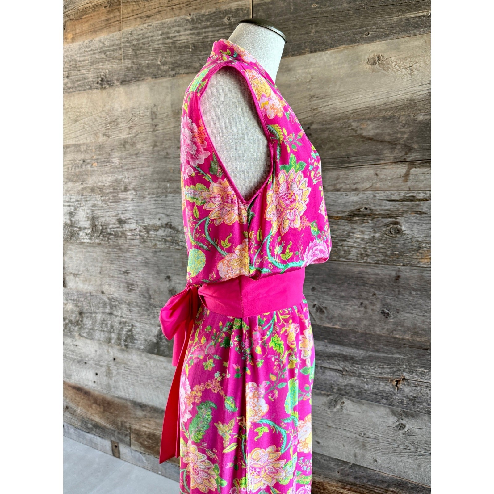 Rococo Sand Floral Wrap Maxi Dress S Pink Ruffle Flounce Wedding Romantic READ*