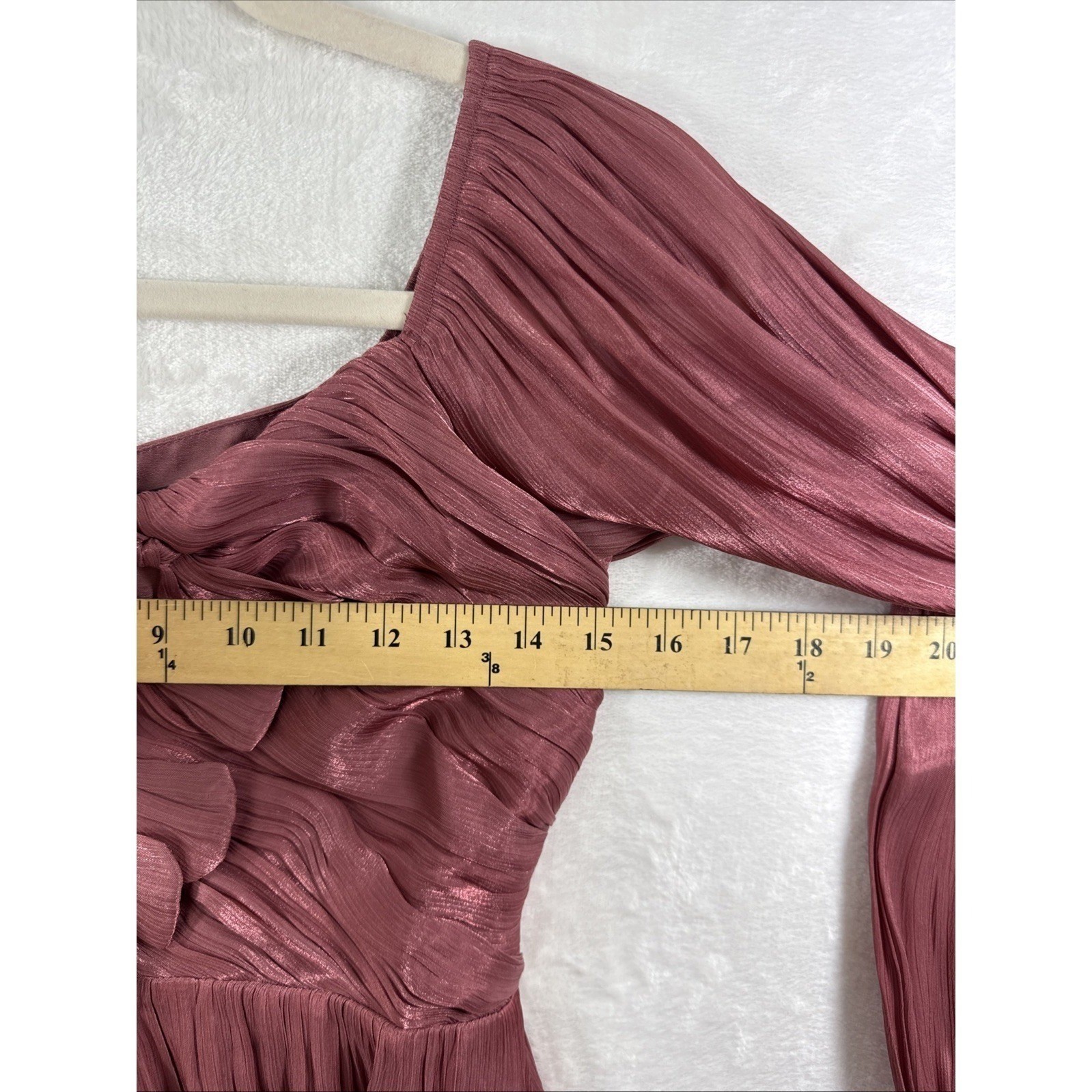 Lulus Mauve Pink Pleated Bow Front Balloon Sleeve Mini Dress Small New