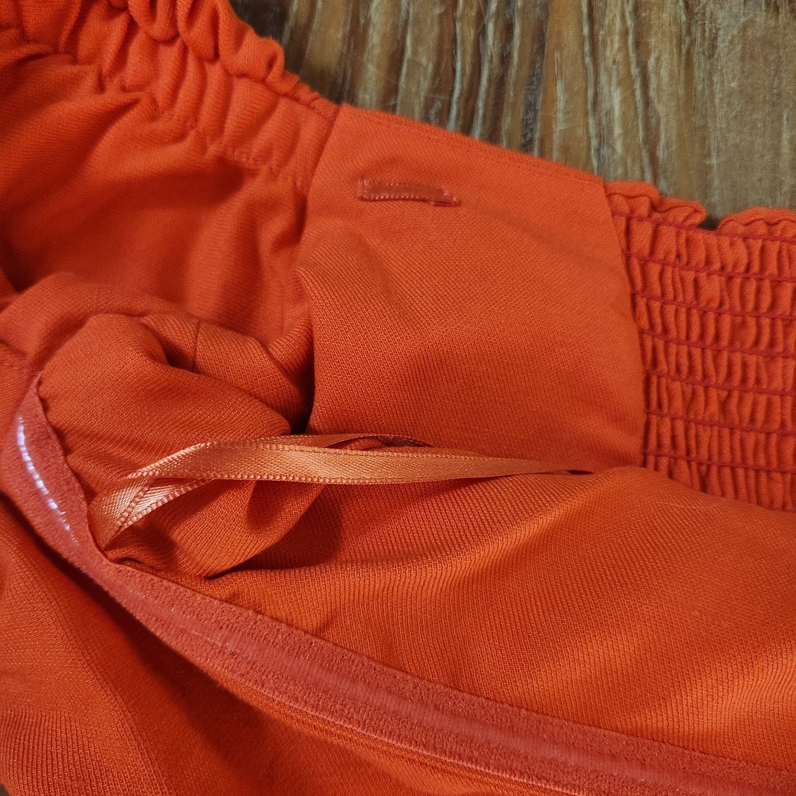 Reiss Shona Puff Sleeve Off-Shoulder Midi Dress Orange Linen Blend Sz 8 Smocked