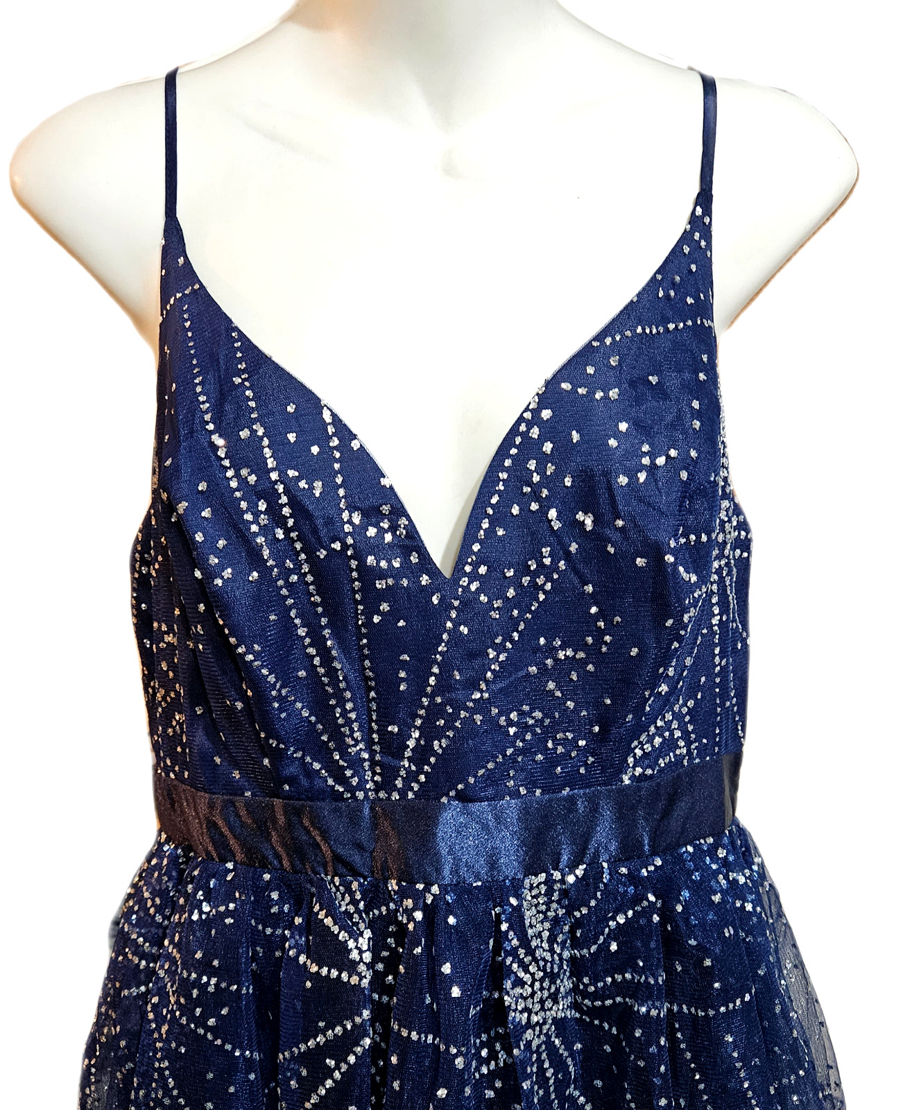WINDSOR Strappy Sparkly Blue Mini Dress Formal Size Large