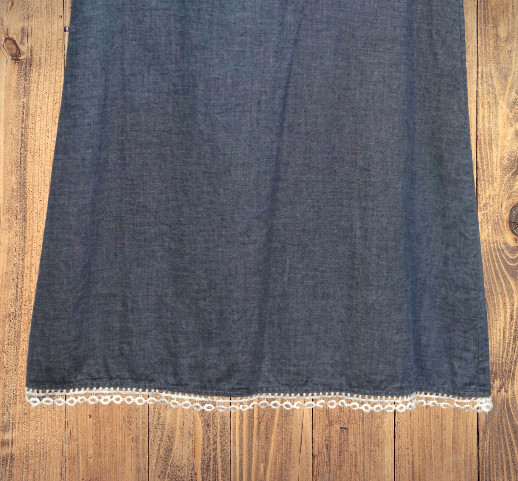 Mud Pie Chambray Crochet Trim Comfy Cotton Sleeveless Lined Dress Size Small