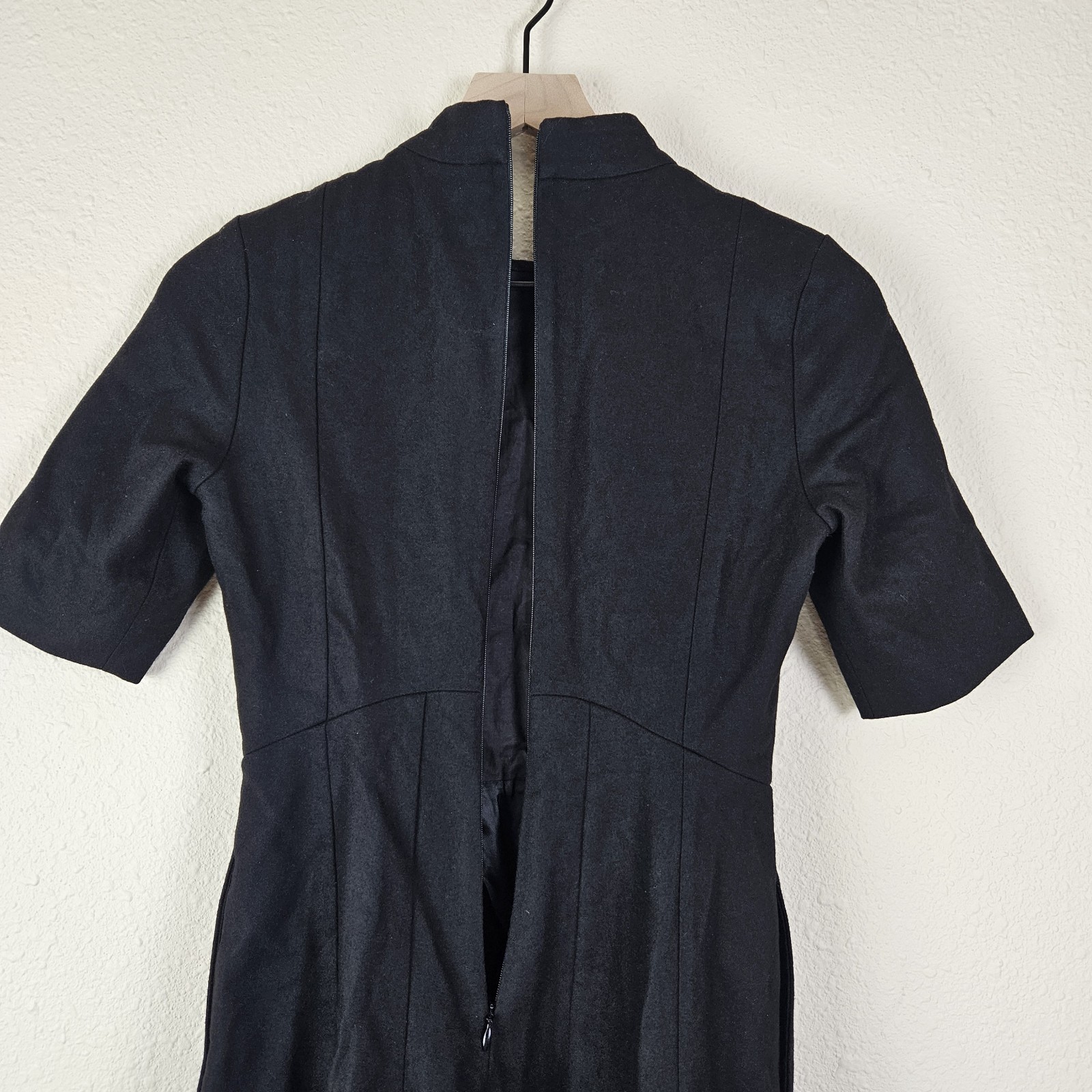 COS High-Neck Fitted-Waist Work Dress in Black Size 2 New