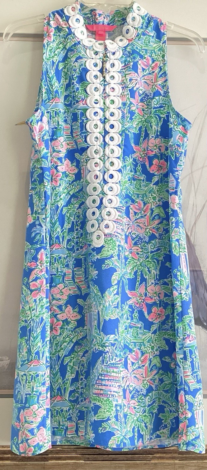 Lilly Pulitzer Jane Shift Dress Blue Beneath The Bougainvillea $198 Size 6