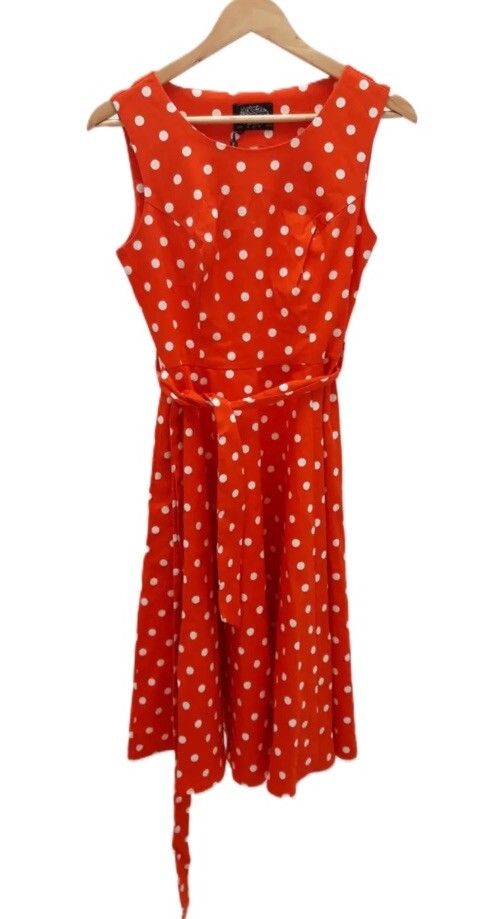 Women’s Hearts And Roses Red And White Spotty Dress New With Tags Size UK 10