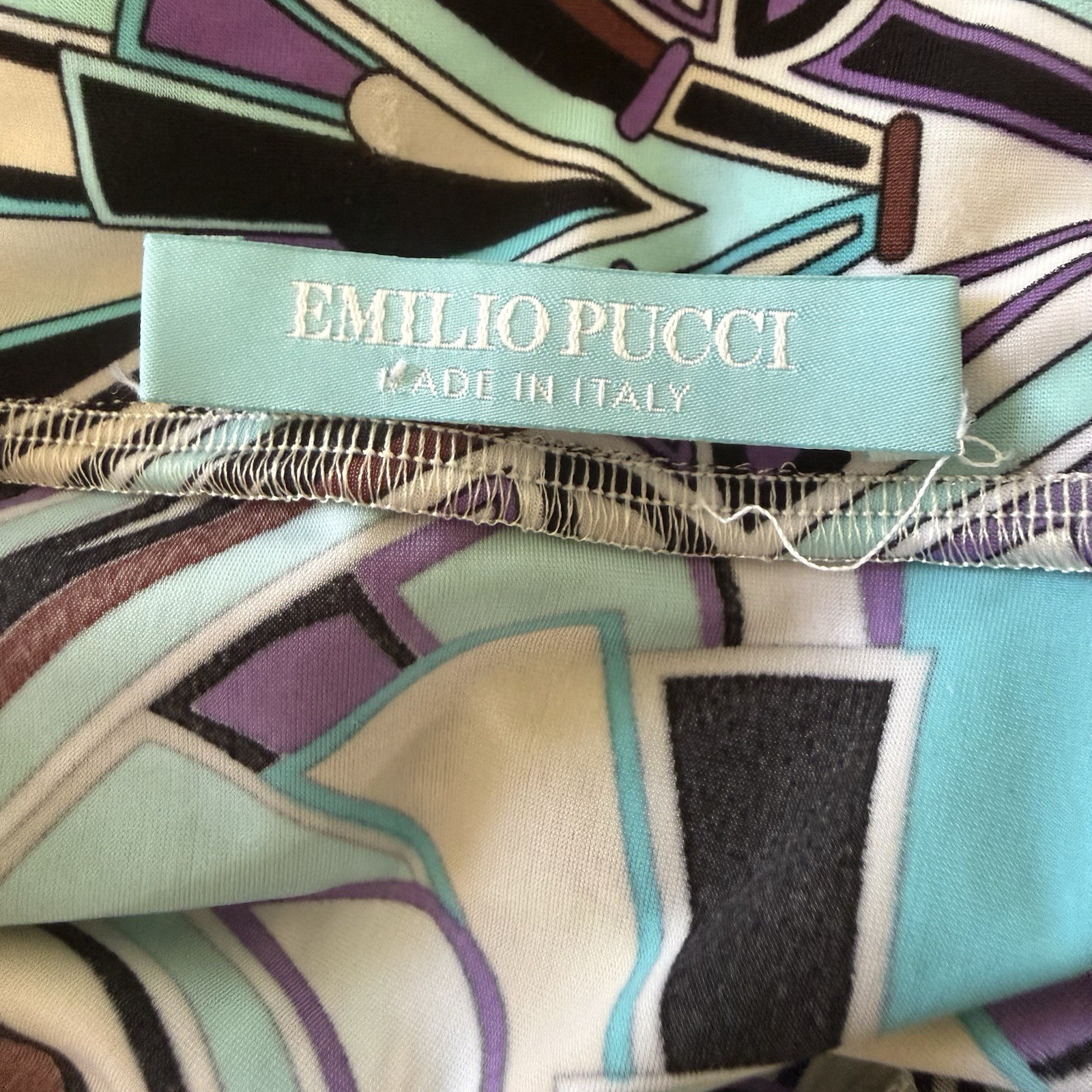 Emilio Pucci Blue Geometric Print Dress Sz L *See Photos No Tag*Straps Altered*