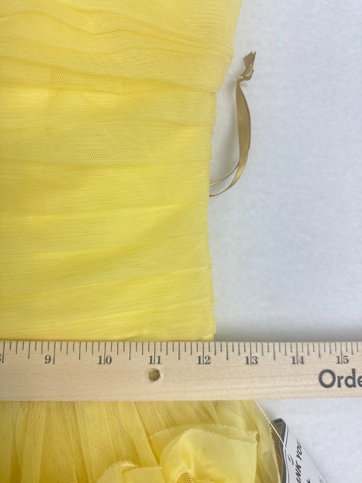 Say Yes Strapless Ball Gown Juniors 3 Yellow Ruffled Rosette Lace Up FLAW