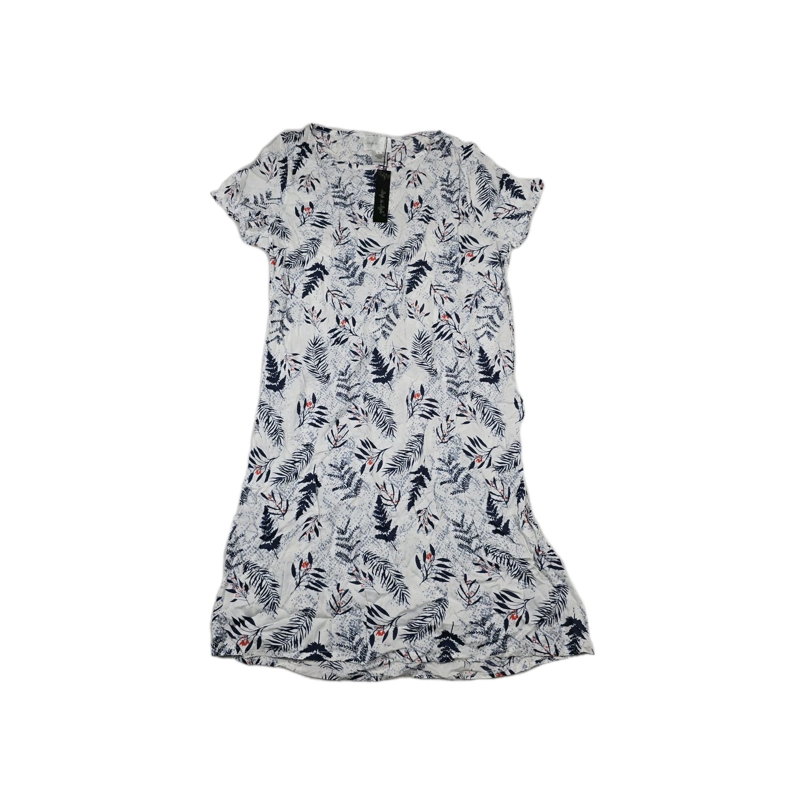 Step In Style Women’s Size Large White Floral Short Sleeve Dress New