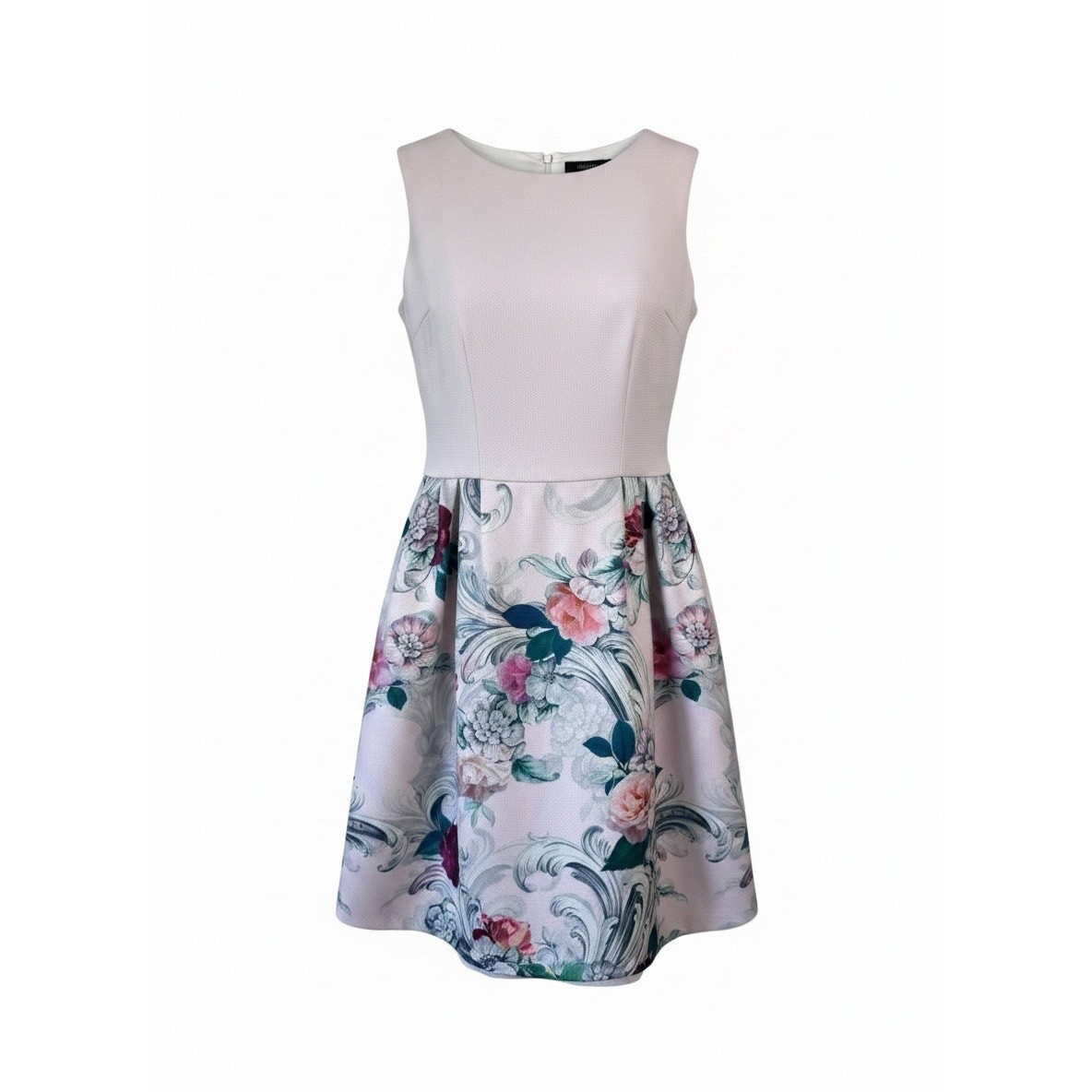 Ted Baker Sleeveless Light Pink Short Floral Dress with Pockets Women’s Size 2