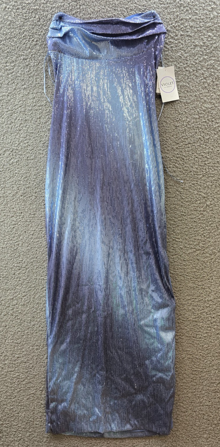 Violet Weekend Strappy Ombré Sequin Gown Junior’s 9/10 Blue Silver Lined