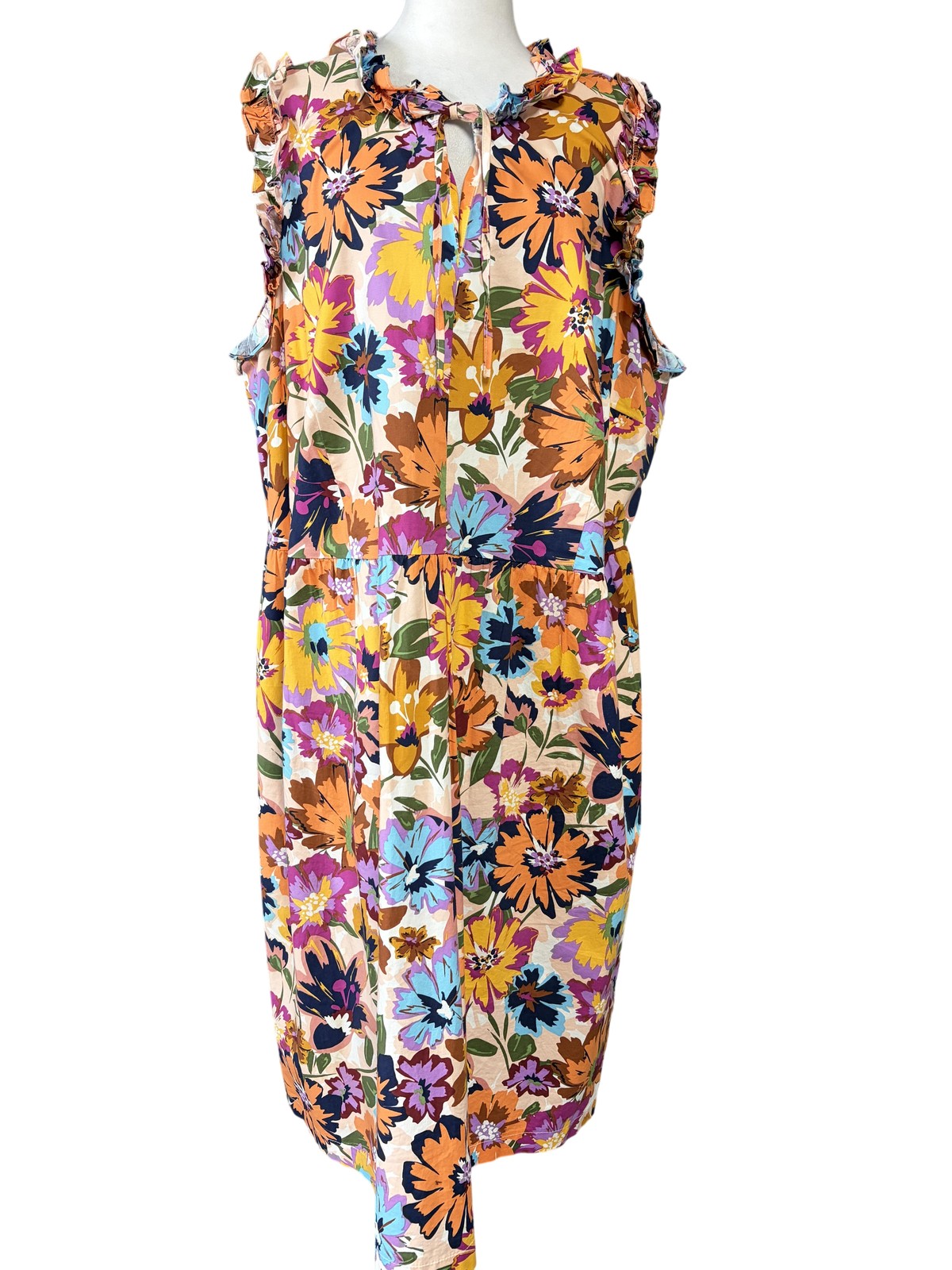 Maggy London Dress Womens 20W Plus Floral Midi Sundress Ruffle Pockets A-Line